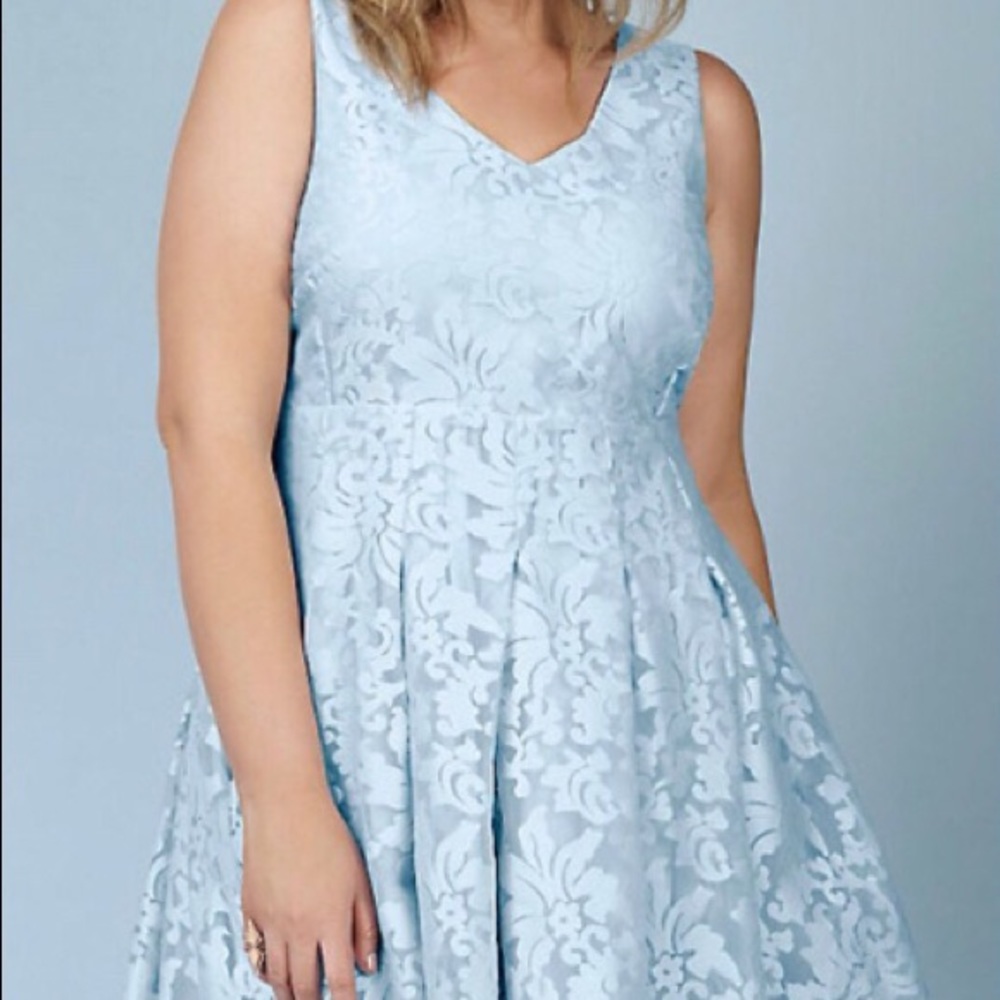 Rebel Wilson x Torrid Blue Lace Dress Plus Size
